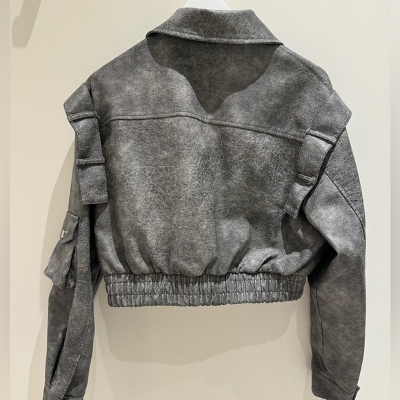 Fashion Nova Gray Leather Jacket - Picture 2 of 3